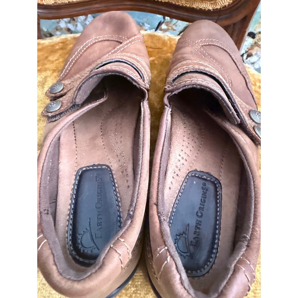 Earth Origins Jamie Brown Leather Slip On Loafers Womens 8.5 M Comfort Shoes